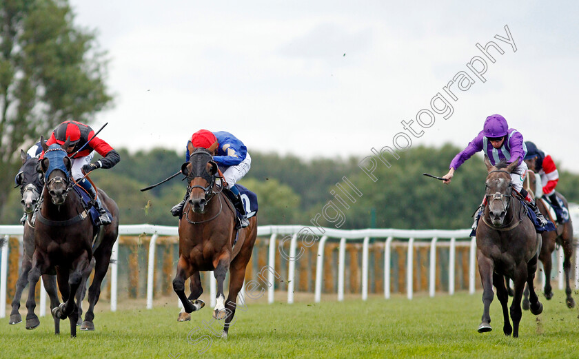 Camachess-0001 
 CAMACHESS (centre, Callum Shepherd) beats ZAPPER CASS (left) and MISS THOUGHTFUL (right) in The Follow At The Races On Twitter Handicap
Yarmouth 28 Jul 2020 - Pic Steven Cargill / Racingfotos.com