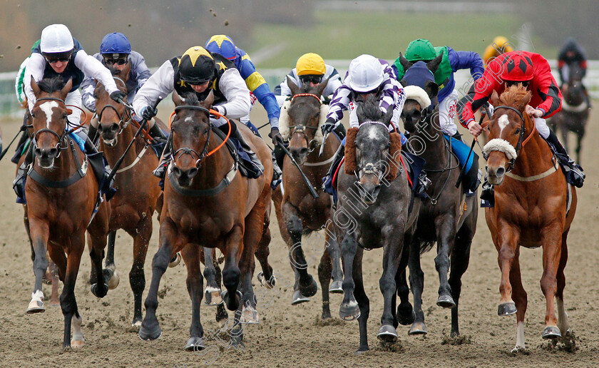 Take-Two-0003 
 TAKE TWO (2nd left, Martin Harley) beats MISS LIGURIA (left) VOLPONE JELOIS (2nd right) and SUFI (right) in The Betway Casino Handicap Lingfield 13 Dec 2017 - Pic Steven Cargill / Racingfotos.com