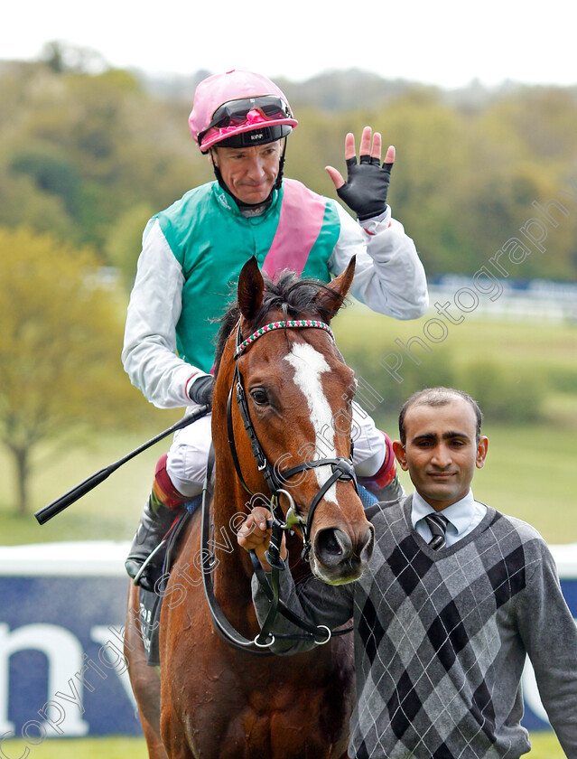 Crossed-Baton-0007 
 CROSSED BATON (Frankie Dettori) after The Investec Blue Riband Trial Stakes Epsom 25 Apr 2018 - Pic Steven Cargill / Racingfotos.com