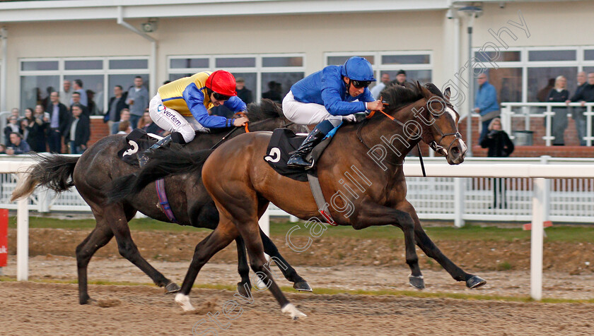 Oasis-Charm-0002 
 OASIS CHARM (William Buick) wins The totequadpot Races 3 to 6 Handicap Chelmsford 6 Apr 2018 - Pic Steven Cargill / Racingfotos.com