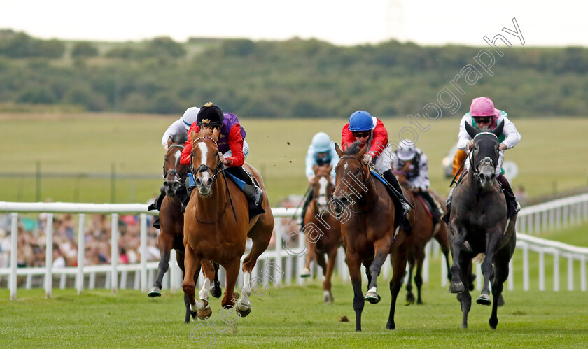 Rainbows-Edge-0007 
 RAINBOWS EDGE (Kieran Shoemark) wins The Long Shot Seltzer Spring Fillies Novice Stakes
Newmarket 28 Jun 2024 - Pic Steven Cargill / Racingfotos.com