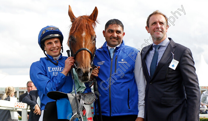 Hurricane-Lane-0019 
 HURRICANE LANE (William Buick) with Charlie Appleby after The Cazoo St Leger
Doncaster 11 Sep 2021 - Pic Steven Cargill / Racingfotos.com