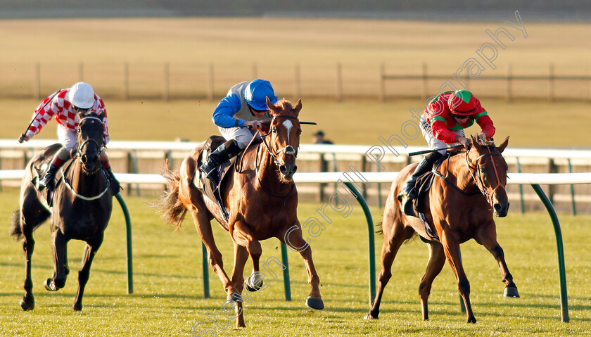 Felix-0005 
 FELIX (centre, Ryan Moore) beats QUICK (right) and VOICE OF CALM (left) in The Newmarket Challenge Whip
Newmarket 26 Sep 2019 - Pic Steven Cargill / Racingfotos.com