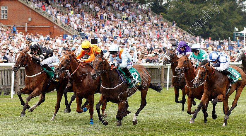 Burnt-Sugar-0002 
 BURNT SUGAR (centre, Paul Hanagan) beats SPANISH CITY (2nd left) and SHADY MCCOY (left) in The bet365 Bunbury Cup
Newmarket 14 Jul 2018 - Pic Steven Cargill / Racingfotos.com