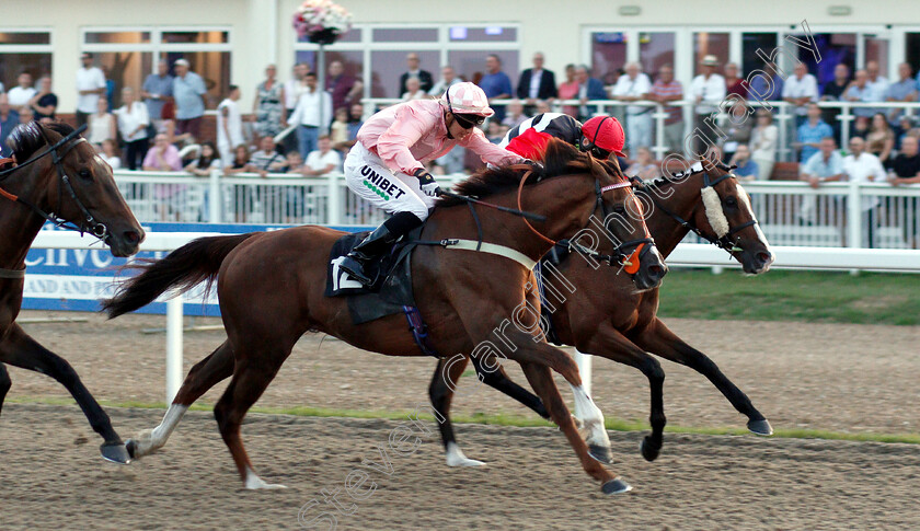 Beau-Knight-0003 
 BEAU KNIGHT (farside, Hollie Doyle) beats STEEL HELMET (nearside) in The Celebrate July's Hero Gaynor Wareham Handicap
Chelmsford 23 Jul 2019 - Pic Steven Cargill / Racingfotos.com