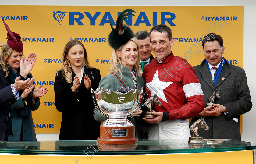 Balko-Des-Flos-0006 
 Presentation to Davy Russell for The Ryanair Chase won by BALKO DES FLOS Cheltenham 15 Mar 2018 - Pic Steven Cargill / Racingfotos.com