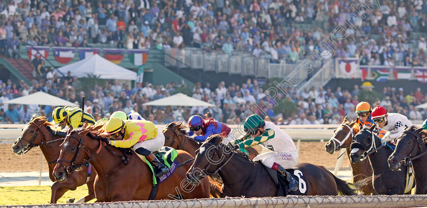 Hard-To-Justify-0006 
 HARD TO JUSTIFY (Flavien Prat) beats PORTA FORTUNA (right) in The Breeders' Cup Juvenile Fillies Turf
Santa Anita 3 Nov 2023 - Pic Steven Cargill / Racingfotos.com