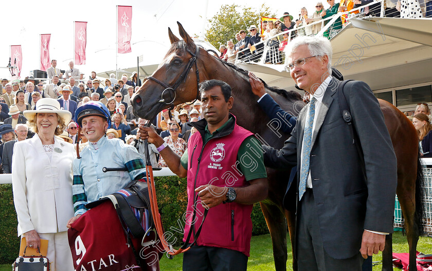 Quickthorn-0017 
 QUICKTHORN (Tom Marquand) with Hughie Morrison after The Al Shaqab Goodwood Cup
Goodwood 1 Aug 2023 - Pic Steven Cargill / Racingfotos.com