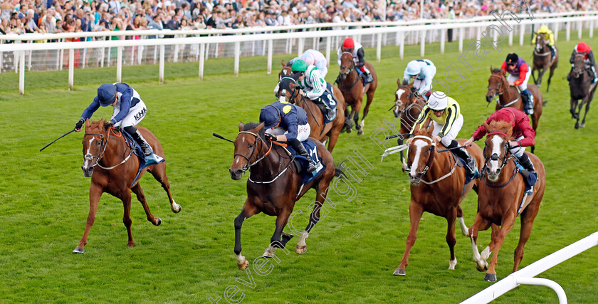 Sea-Theme-0004 
 SEA THEME (2nd left, Tom Marquand) beats TREGONY (left) and ONE EVENING (right) in The British EBF & Sir Henry Cecil Galtres Stakes
York 24 Aug 2023 - Pic Steven Cargill / Racingfotos.com