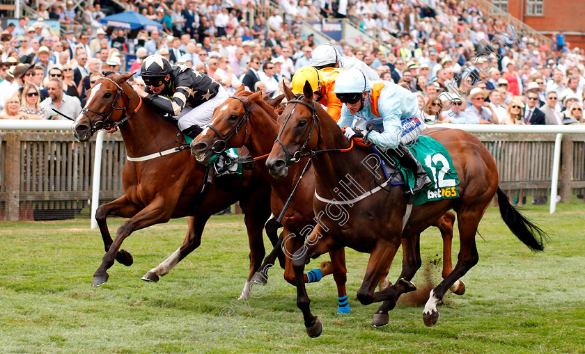 Burnt-Sugar-0004 
 BURNT SUGAR (right, Paul Hanagan) beats SPANISH CITY (centre) and SHADY MCCOY (left) in The bet365 Bunbury Cup
Newmarket 14 Jul 2018 - Pic Steven Cargill / Racingfotos.com