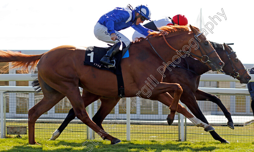 Alfaadhel-0006 
 ALFAADHEL (nearside, Jim Crowley) beats IMMELMANN (farside) in The Boodles Maiden Stakes
Chester 5 May 2021 - Pic Steven Cargill / Racingfotos.com