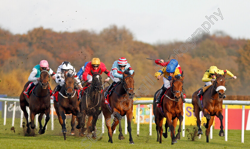 Star-Rock-0002 
 STAR ROCK (2nd right, P J McDonald) beats VINTAGE FOLLY (centre) in The Betfred TV EBF Stallions Breeding Winners Gillies Fillies Stakes Doncaster 11 Nov 2017 - Pic Steven Cargill / Racingfotos.com