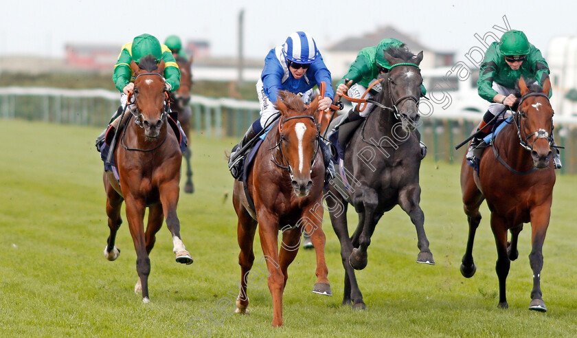 Gabr-0003 
 GABR (centre, Jim Crowley) beats BOWDITCH (right) and BLOORIEDOTCOM (left) in The British Stallion Studs EBF Novice Stakes Yarmouth 21 Sep 2017 - Pic Steven Cargill / Racingfotos.com