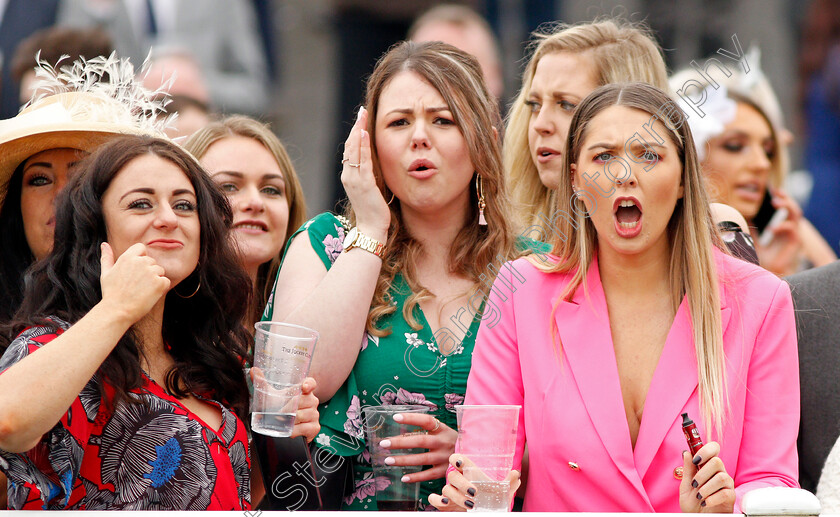 Ladies-0005 
 Ladies watching the action unfold at Aintree 13 Apr 2018 - Pic Steven Cargill / Racingfotos.com