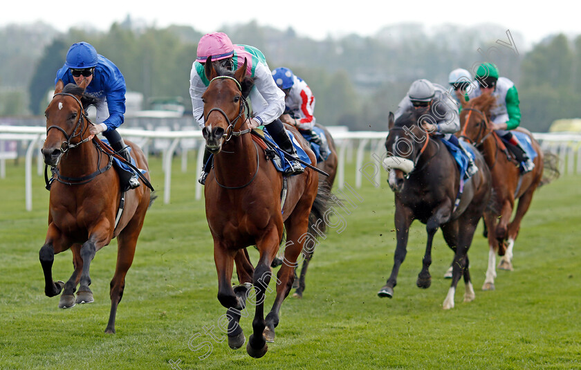 Sunny-Orange-0005 
 SUNNY ORANGE (Rossa Ryan) beats AL KHAZNEH (left) in The Madri Excepcional Maiden Stakes
Leicester 23 Apr 2022 - Pic Steven Cargill / Racingfotos.com