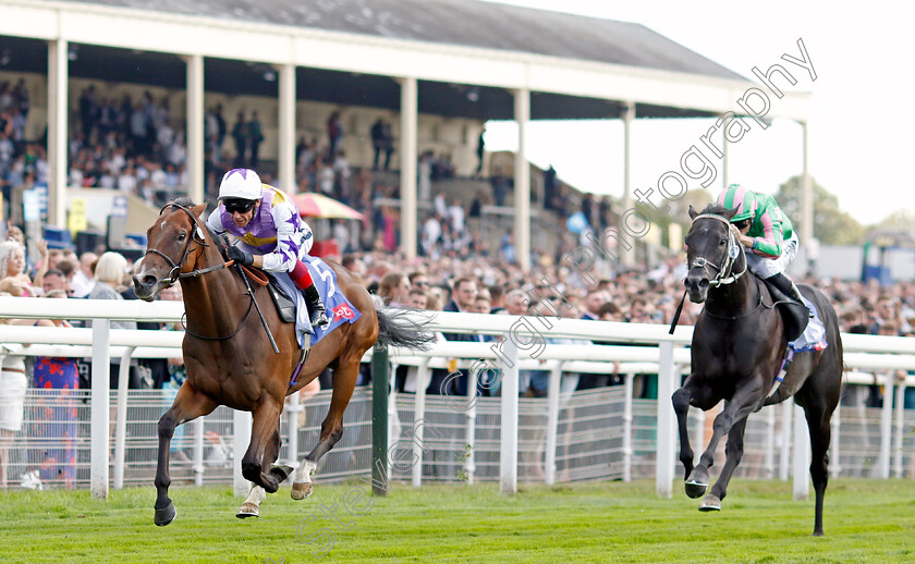 Kinross-0002 
 KINROSS (Frankie Dettori) beats POGO (right) in The Sky Bet City of York Stakes
York 20 Aug 2022 - Pic Steven Cargill / Racingfotos.com