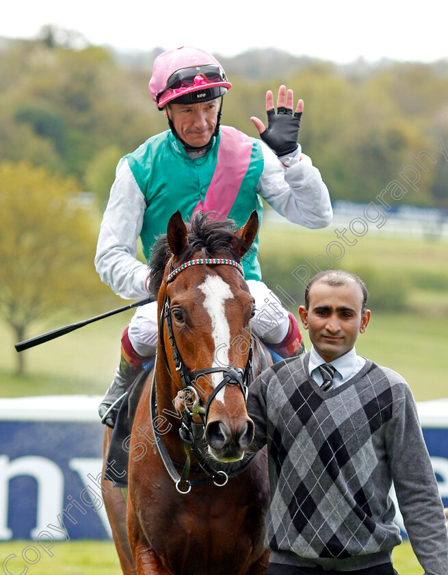 Crossed-Baton-0008 
 CROSSED BATON (Frankie Dettori) after The Investec Blue Riband Trial Stakes Epsom 25 Apr 2018 - Pic Steven Cargill / Racingfotos.com