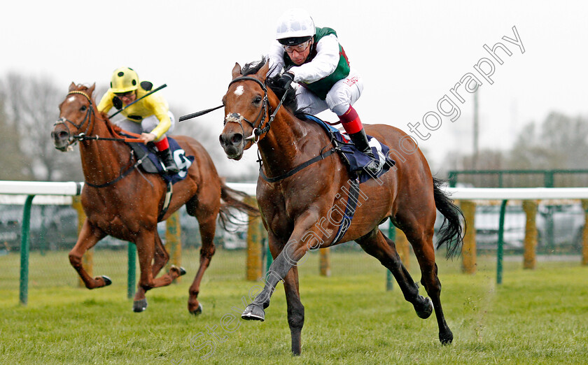 Without-Parole-0004 
 WITHOUT PAROLE (Frankie Dettori) wins The John Kemp 4x4 Centre Of Norwich Novice Stakes Div2 Yarmouth 24 Apr 2018 - Pic Steven Cargill / Racingfotos.com