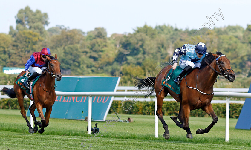 Kitty-Rose-0006 
 KITTY ROSE (Billy Lee) beats CONTENT (left) in The Ballylinch Stud Irish EBF Ingabelle Stakes
Leopardstown 9 Sep 2023 - Pic Steven Cargill / Racingfotos.com