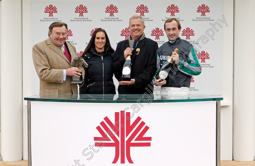 Pym-0009 
 Presentation to Nicky Henderson and Nico de Boinville for The International Decorative Surfaces Novices Chase won by PYM
Cheltenham 13 Dec 2019 - Pic Steven Cargill / Racingfotos.com