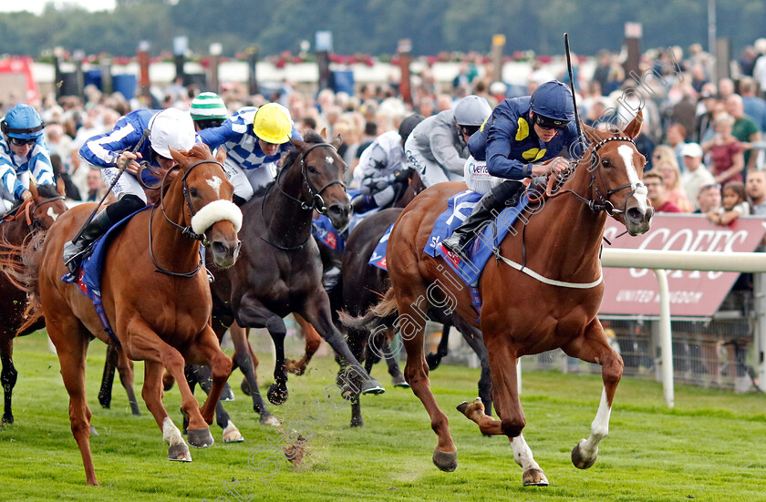 Swingalong-0004 
 SWINGALONG (Clifford Lee) beats QUEEN ME (left) in The Sky Bet Lowther Stakes
York 18 Aug 2022 - Pic Steven Cargill / Racingfotos.com