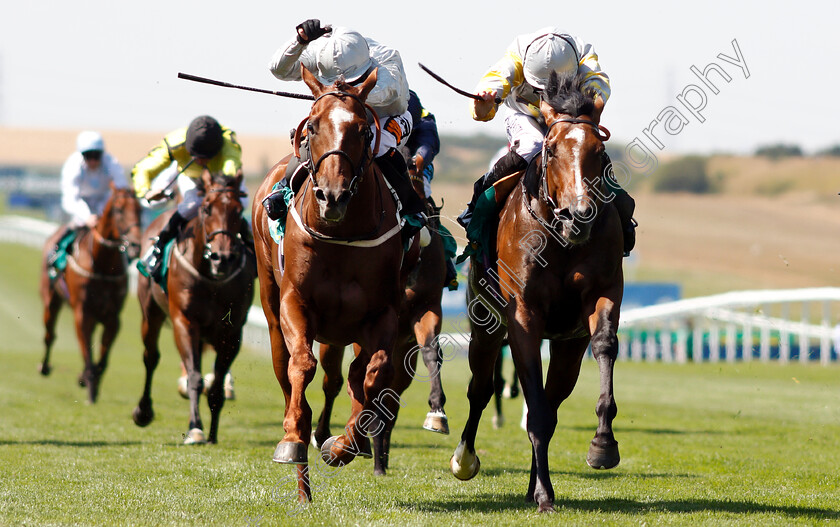 Communique-0003 
 COMMUNIQUE (left, Silvestre De Sousa) beats ZAAKI (right) in The bet365 Handicap
Newmarket 13 Jul 2018 - Pic Steven Cargill / Racingfotos.com