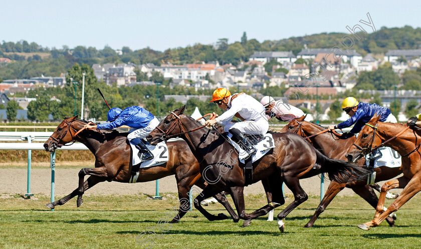 Botanik-0001 
 BOTANIK (Mickael Barzalona) beats GLYCON (centre) in the Prix de Reux
Deauville 7 Aug 2022 - Pic Steven Cargill / Racingfotos.com