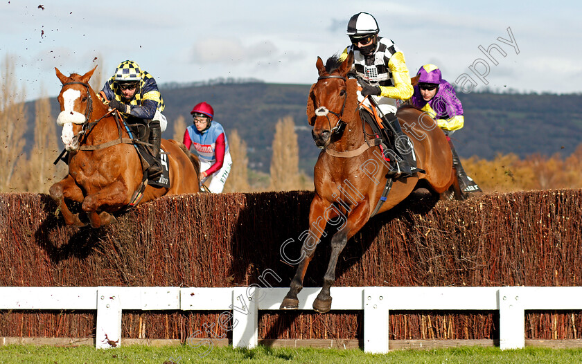 Soldier-Of-Love-0003 
 SOLDIER OF LOVE (right, Harry Cobden) with WOLF OF WINDLESHAM (left, Tom O'Brien)
Cheltenham 15 Nov 2020 - Pic Steven Cargill / Racingfotos.com