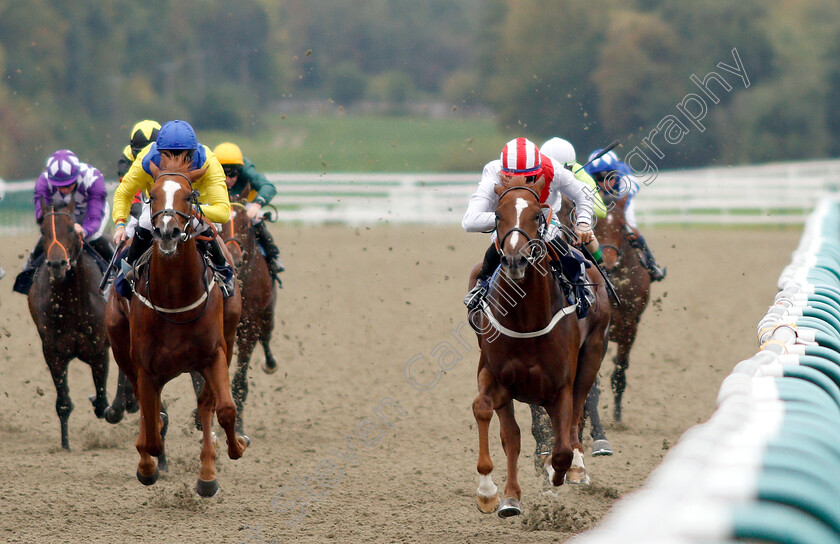 Attainment-0002 
 ATTAINMENT (right, Harry Bentley) beats VOLTAIC (left) in The Injured Jockeys Fund EBF Novice Stakes
Lingfield 4 Oct 2018 - Pic Steven Cargill / Racingfotos.com