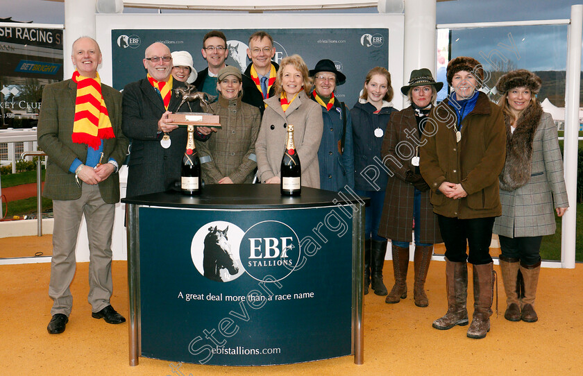 Acey-Milan-0007 
 Presentation to 'Owners For Owners' for The EBF Stallions & Cheltenham Pony Club Standard Open National Hunt Flat Race won by ACEY MILAN Cheltenham 1 Jan 2018 - Pic Steven Cargill / Racingfotos.com