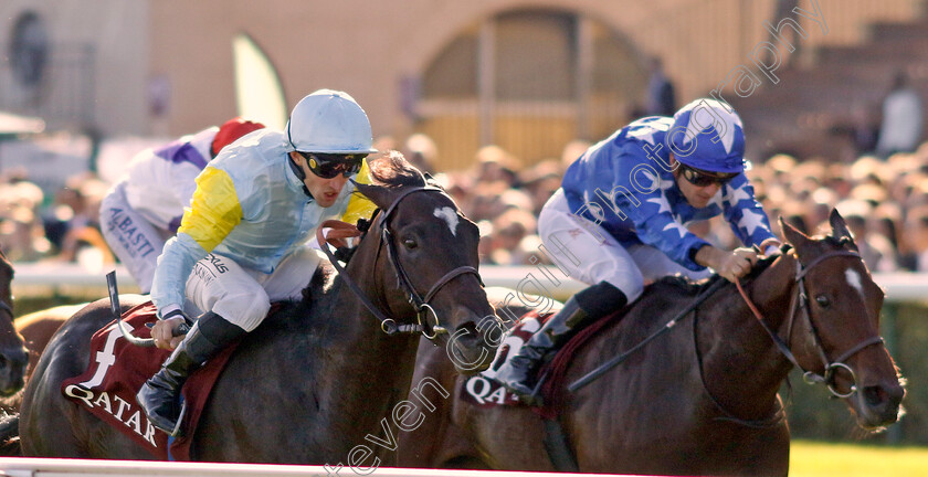 Ramadan-0004 
 RAMADAN (left, A Lemaitre) beats ANDROMEDE (right) in The Qatar Prix Daniel Wildenstein
Longchamp 5 Oct 2024 - Pic Steven Cargill / Racingfotos.com