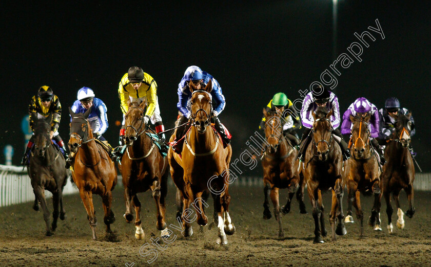 Flaming-Spear-0004 
 FLAMING SPEAR (centre, Robert Winston) wins The British Stallion Studs EBF Hyde Stakes
Kempton 21 Nov 2018 - Pic Steven Cargill / Racingfotos.com