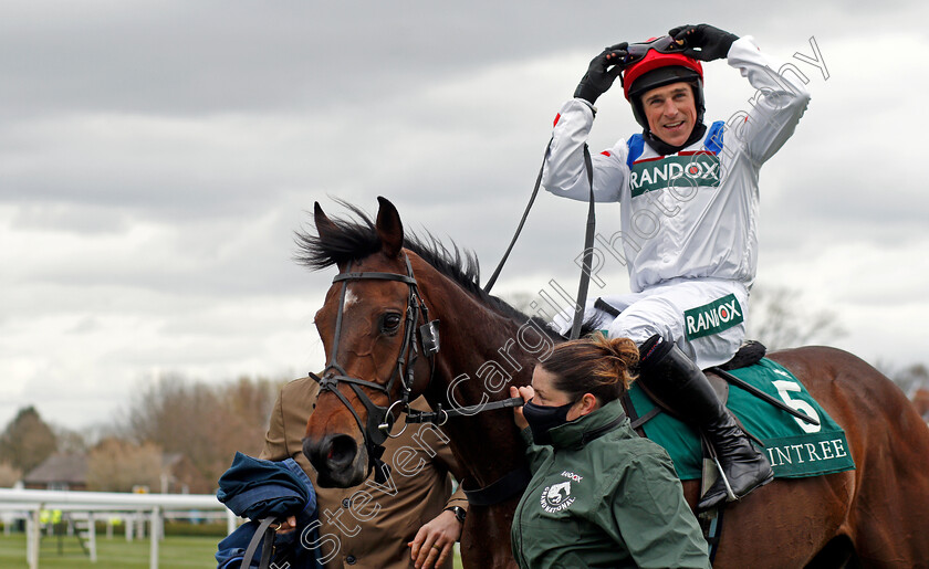 Protektorat-0006 
 PROTEKTORAT (Harry Skelton) after The SSS Super Alloys Manifesto Novices Chase
Aintree 8 Apr 2021 - Pic Steven Cargill / Racingfotos.com