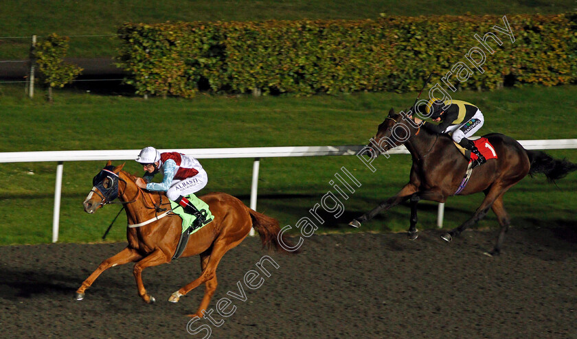 St-Andrews-0001 
 ST ANDREWS (Adam Kirby) beats PARIS BOUND (right) in The Darren Ward 50th Birthday Handicap Kempton 4 Oct 2017 - Pic Steven Cargill / Racingfotos.com