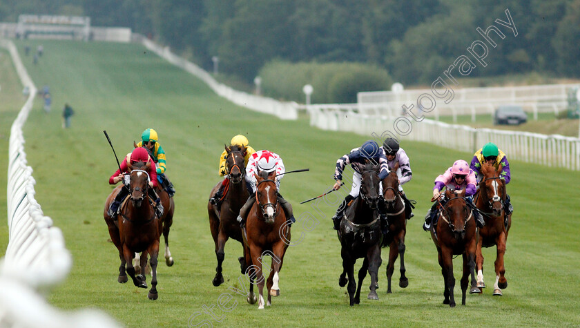 Thechildren strust-0002 
 THECHILDREN'STRUST (2nd right, Rhys Clutterbuck) beats ROCK ICON (right) and SPANISH STAR (2nd left) in The Betway Handicap
Lingfield 14 Aug 2020 - Pic Steven Cargill / Racingfotos.com