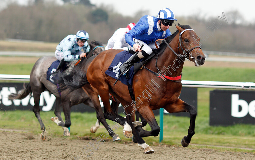 Mohtarrif-0006 
 MOHTARRIF (Martin Dwyer) wins The Ladbrokes Home Of The Odds Boost Novice Stakes
Lingfield 23 Mar 2019 - Pic Steven Cargill / Racingfotos.com