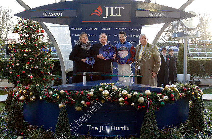 Paisley-Park-0018 
 Presentation to Andrew Gemmell, Emma Lavelle and Aidan Coleman for The JLT Long Walk Hurdle won by PAISLEY PARK
Ascot 22 Dec 2018 - Pic Steven Cargill / Racingfotos.com