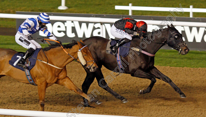 Zapper-Cass-0004 
 ZAPPER CASS (Tom Marquand) beats MYTHMAKER (left) in The Betway Casino Handicap Div1
Wolverhampton 5 Dec 2020 - Pic Steven Cargill / Racingfotos.com