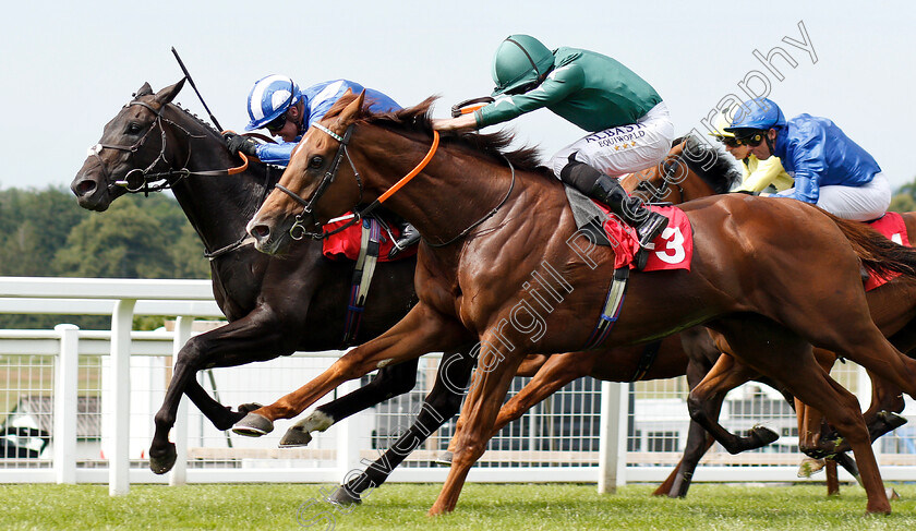 Elarqam-0004 
 ELARQAM (Jim Crowley) beats EXTRA ELUSIVE (right) in The Davies Insurance Services Gala Stakes
Sandown 5 Jul 2019 - Pic Steven Cargill / Racingfotos.com