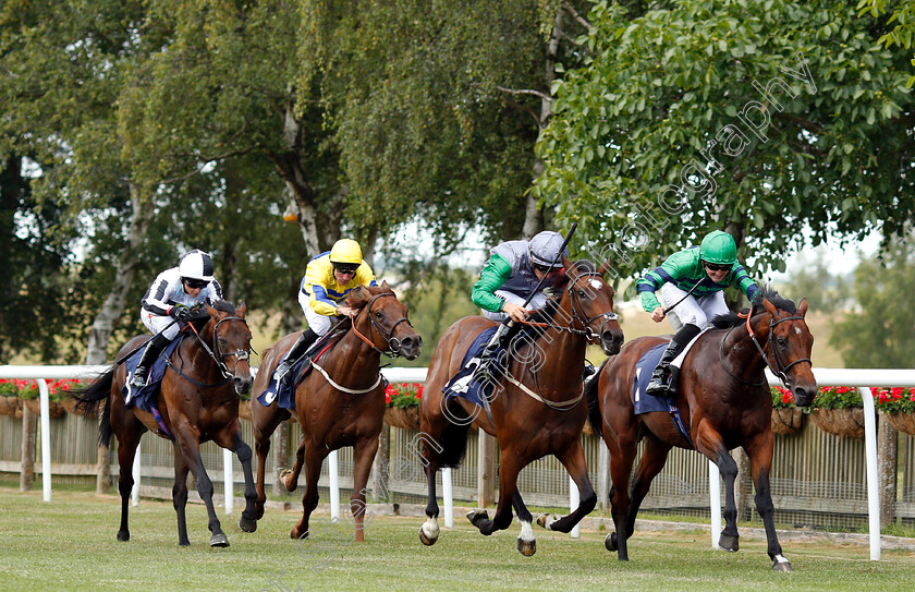 Happy-Odyssey-0004 
 HAPPY ODYSSEY (centre, Tom Marquand) beats FOX COACH (right) in The England V Belgium Specials At 188bet Novice Auction Stakes
Newmarket 28 Jun 2018 - Pic Steven Cargill / Racingfotos.com