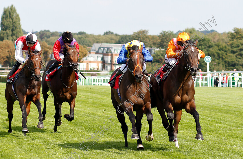 Rajinsky-0003 
 RAJINSKY (right, Richard Kingscote) beats WALKINTHESAND (centre) in The Bet & Watch At 188bet.co.uk EBF Maiden Stakes Div1
Sandown 31 Aug 2018 - Pic Steven Cargill / Racingfotos.com