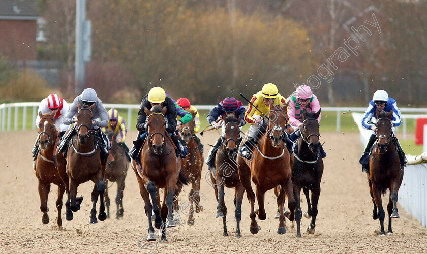 Baba-Ghanouj-0003 
 BABA GHANOUJ (David Probert) beats LADY LIZZY (right) in The Ladbrokes Home Of The Odds Boost Fillies Novice Stakes Div2
Wolverhampton 28 Nov 2018 - Pic Steven Cargill / Racingfotos.com