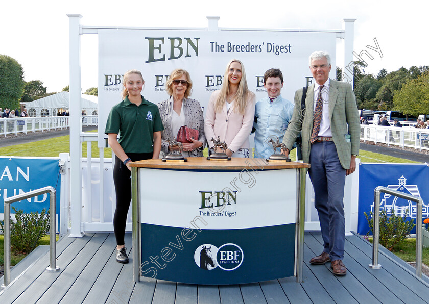 Belated-Breath-0009 
 Presentation by Claire Taylor to Lady Blyth, Oisin Murphy and Hughie Morrison and groom for The European Bloodstock News EBF Lochsong Fillies Handicap won by BELATED BREATH
Salisbury 5 Sep 2019 - Pic Steven Cargill / Racingfotos.com