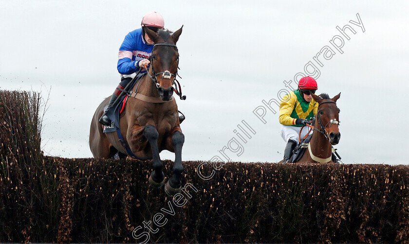 Dolos-0001 
 DOLOS (left, Sam Twiston-Davies) jumps with FINIAN'S OSCAR (right) Ascot 22 Dec 2017 - Pic Steven Cargill / Racingfotos.com