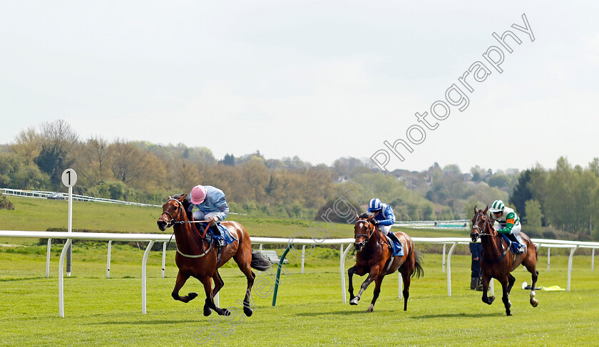 Wintercrack-0006 
 WINTERCRACK (Kieran O'Neill) beats NAQEEB (2nd right) and FAZAYTE (right) in The Rekorderlig Premium Fruit Cider Maiden Stakes
Leicester 29 Apr 2023 - Pic Steven Cargill / Racingfotos.com