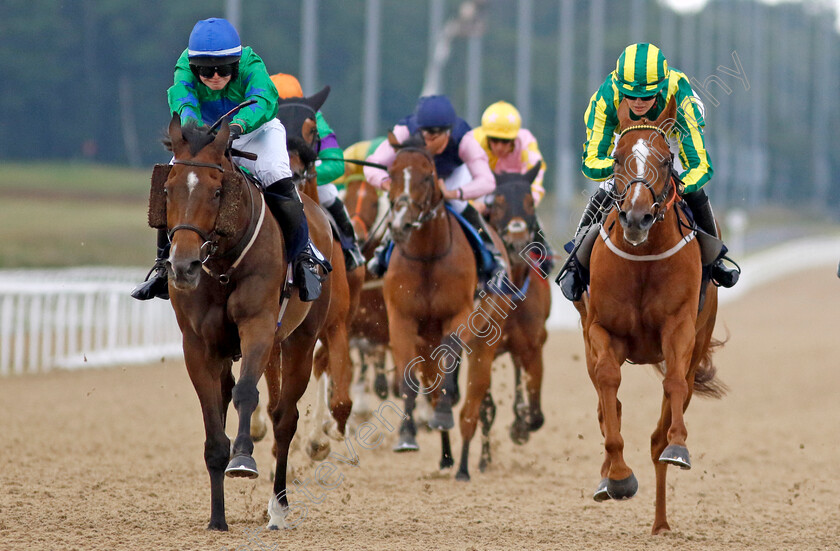 Just-Hiss-0004 
 JUST HISS (Left, Thomas Easterby) beats TERMONATOR (right) in The Sky Sports Racing Sky 415 Amateur Jockeys Handicap
Newcastle 24 Jun 2022 - Pic Steven Cargill / Racingfotos.com