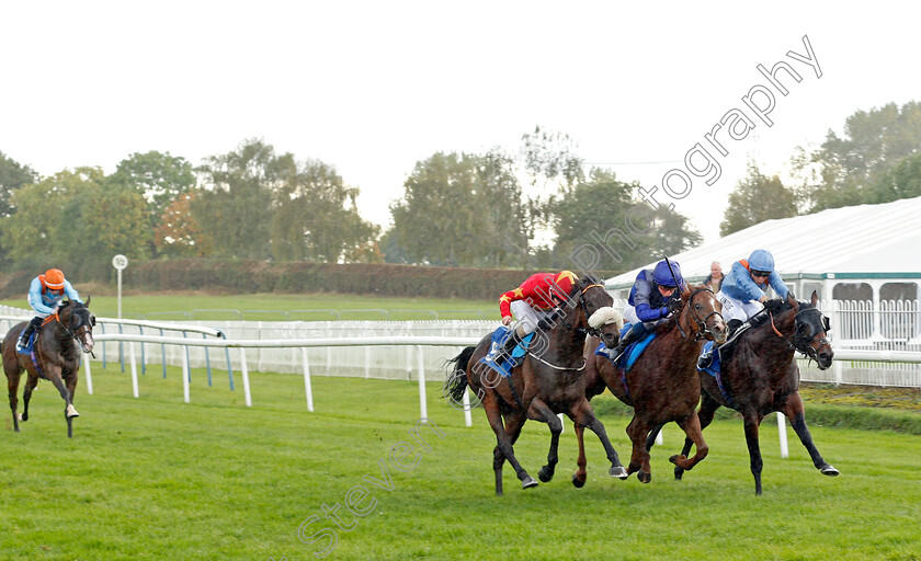 Emjaytwentythree-0001 
 EMJAYTWENTYTHREE (left, Kieran O'Neill) beats MAYSONG (centre, William Buick) and KEEP RIGHT ON (right) in The Bet At racingtv.com Selling Stakes
Leicester 12 Oct 2021 - Pic Steven Cargill / Racingfotos.com