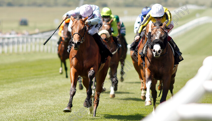 Tomfre-0004 
 TOMFRE (left, Harry Bentley) beats FLASH HENRY (right) in The Black Type Accountancy Novice Auction Stakes
Newmarket 27 Jun 2019 - Pic Steven Cargill / Racingfotos.com