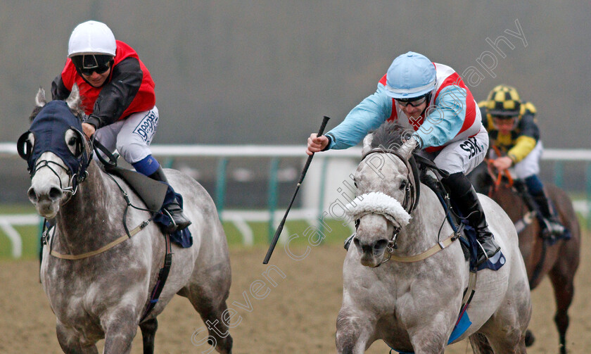 Theygreyvtrain-0007 
 THEGREYVTRAIN (right, Richard Kingscote) beats LORNA COLE (left) in The Betway Classified Stakes
Lingfield 25 Jan 2022 - Pic Steven Cargill / Racingfotos.com