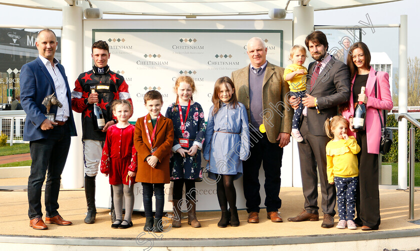 Uno-Mas-0007 
 Presentation to Christian Williams, Jack Tudor and owners for The Cheltenham Pony Racing Authority Graduates Handicap Hurdle won by UNO MAS
Cheltenham 17 Apr 2019 - Pic Steven Cargill / Racingfotos.com